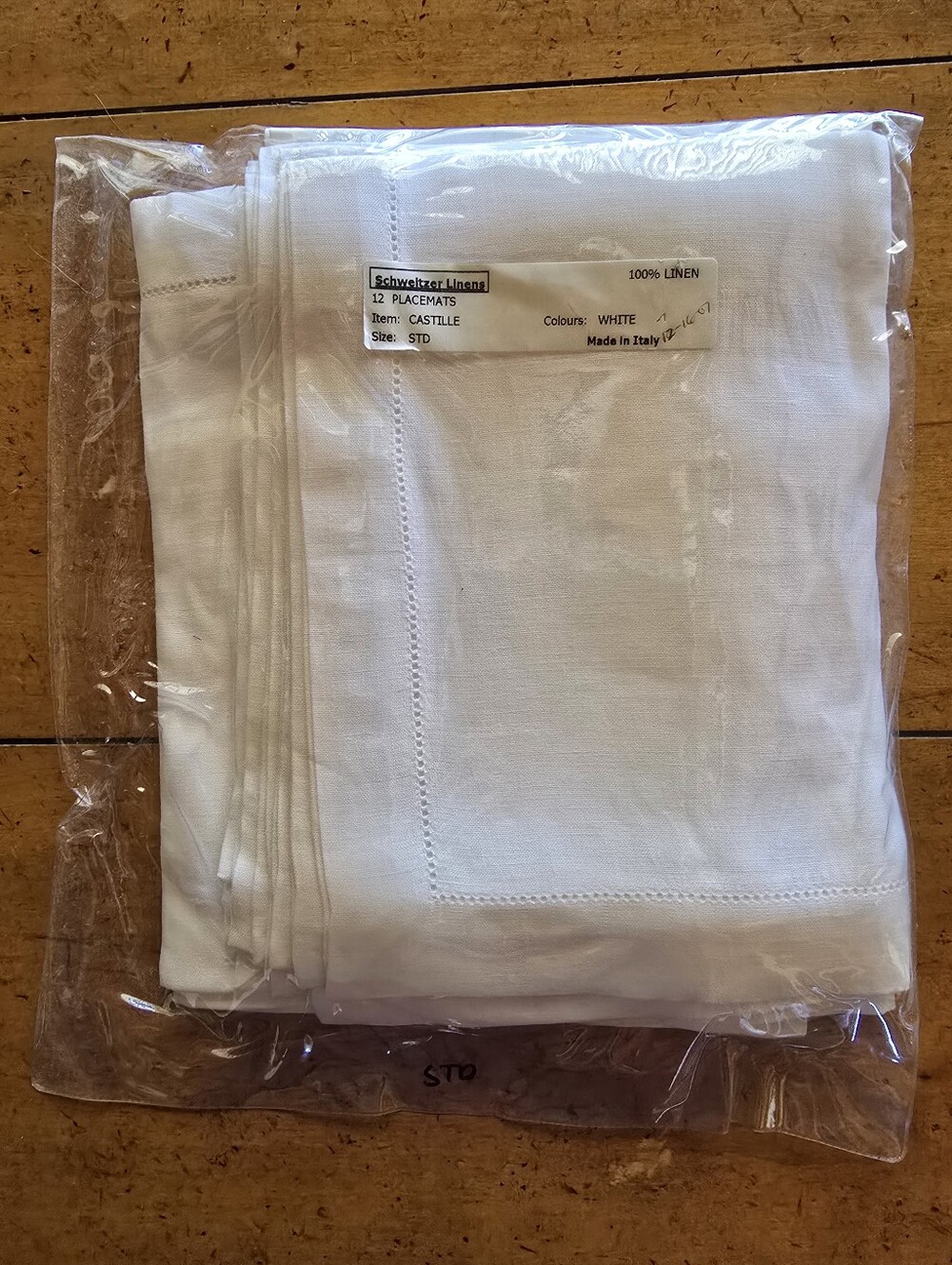 New Vintage 1990s Schweitzer Linens "Castille" Italian Linen Placemats-Set Of 12